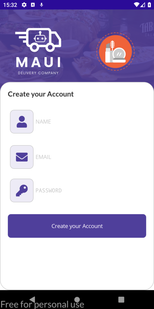 Create your Account Page