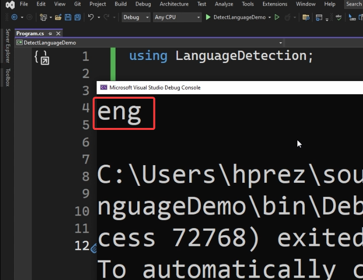 Detect language from string in .NET